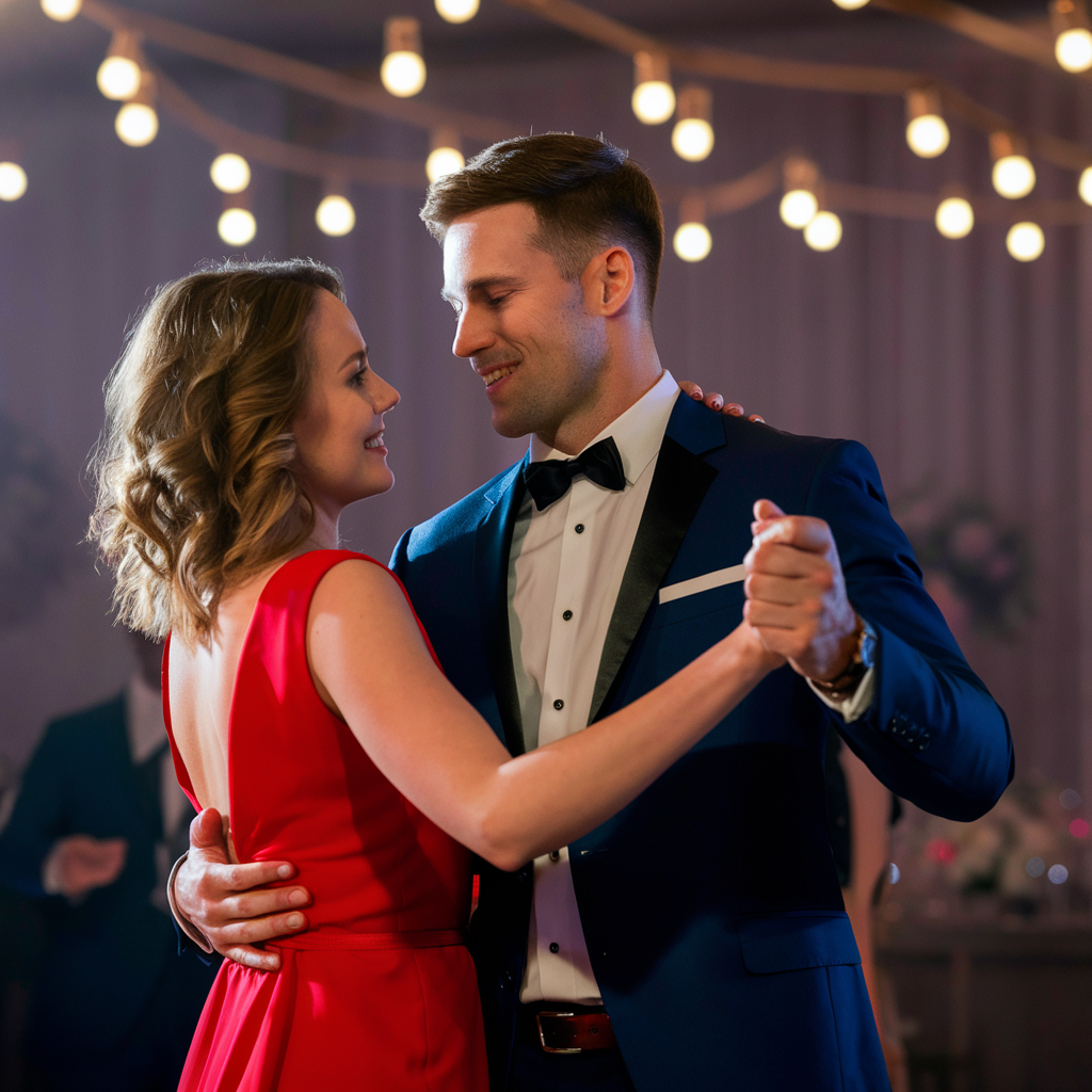 Bride and groom laughing together, candid moment